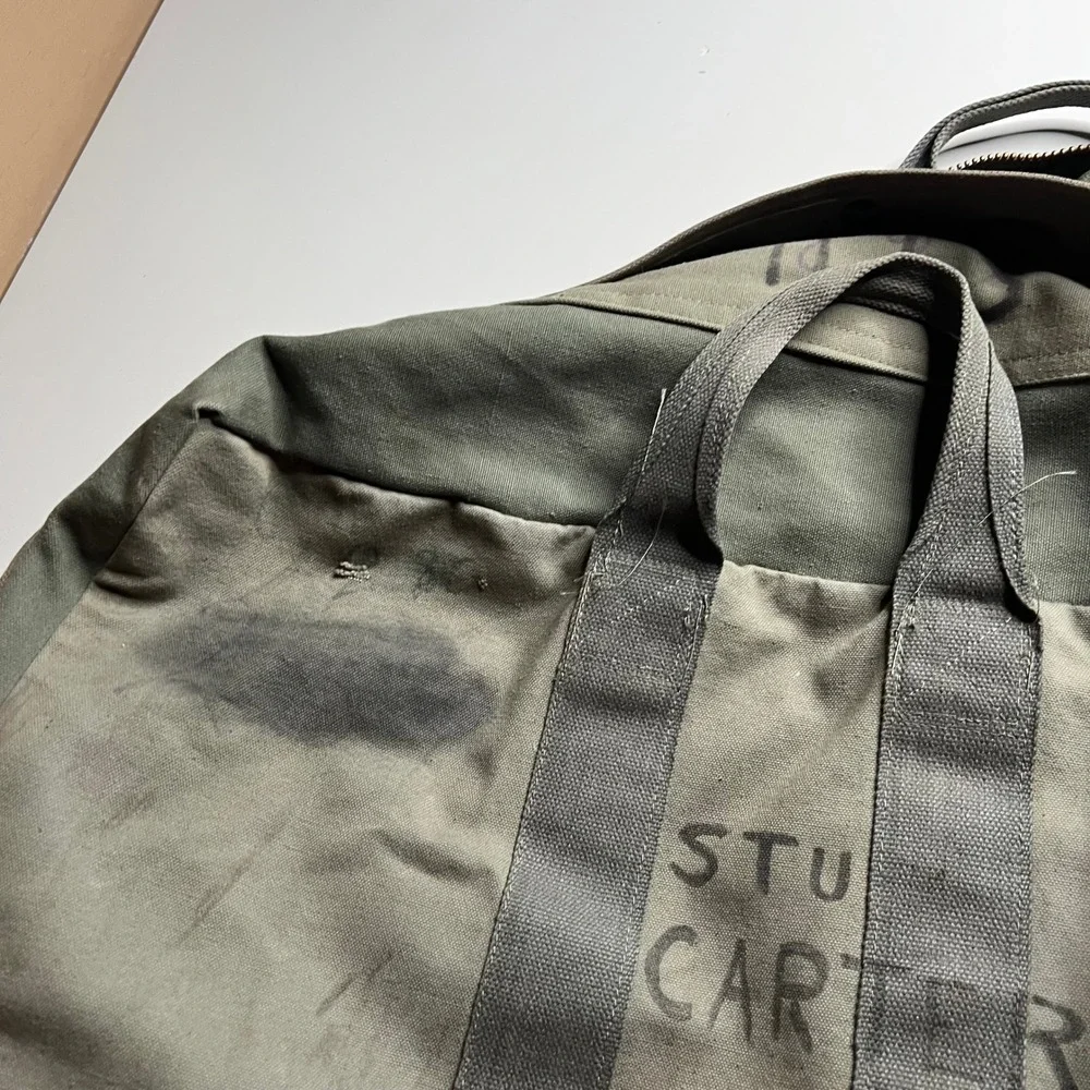 Vintage Military Canvas Flyers Helmet Bag Olive‎ Drab Green Utility Tote Duffel